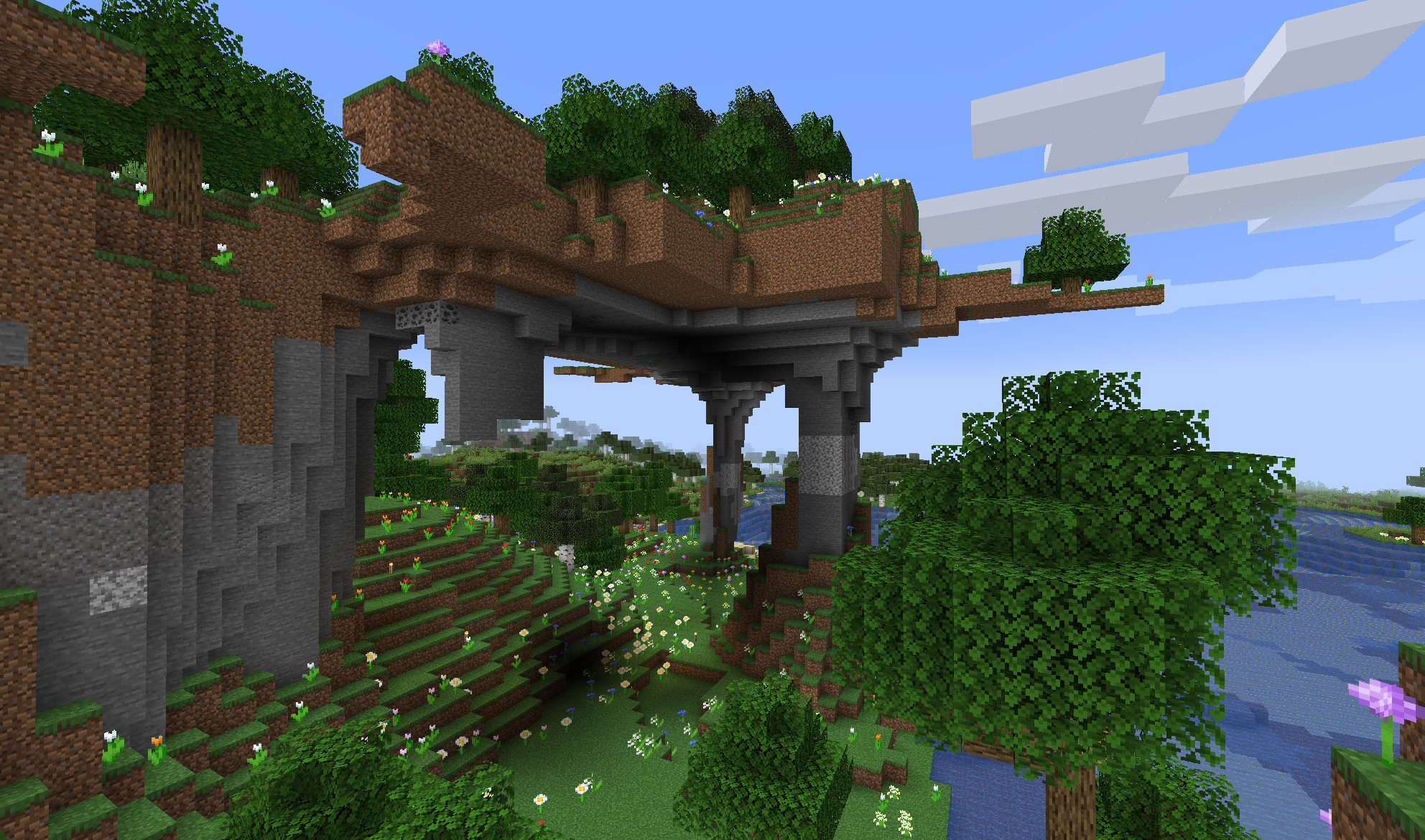A randomly-generated Minecraft mountain. Screenshot captured by Quint Iverson.